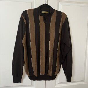 Scala Milano Italy Polo Sweater Mens L Grandpa Academia‎ Wool Blend